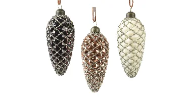 Decoris kerstornament glas dennenappel 12cm