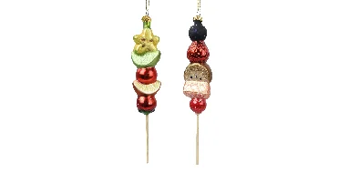 Decoris kerstornament glas fruit op stok 19cm