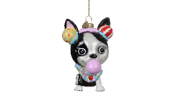 Decoris kerstornament glas hond 9.3cm