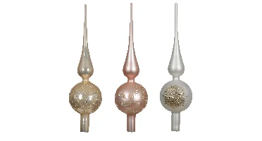 Decoris Piek glas zacht roze/ wit 31cm