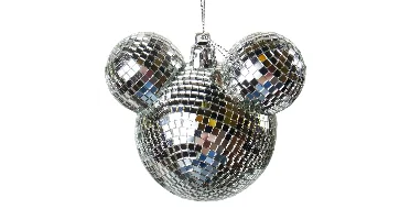 Disney kerstbal oren van Mickey disco zilver