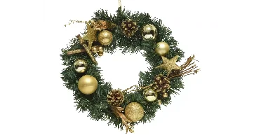 Everlands Krans Kerstbal Glitter 30cm Goud