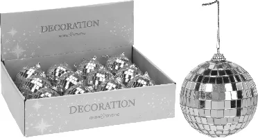 Kerstbal SPIEGELBAL 8CM ZILVER