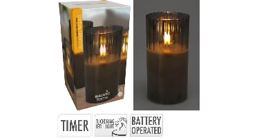 LED KAARS IN GLAS 15CM GRIJS