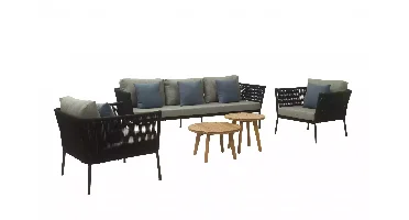 Loungeset Vita Reyna 3-zits bank - Zwart