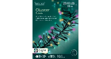 Lumineo cluster lights 19m zwart/soft multi colour