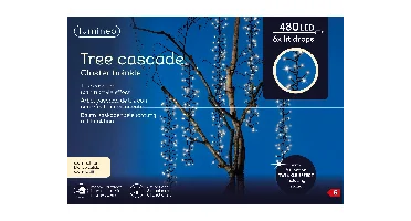 Lumineo Kerstverlichting Led Cascade zwart 200cm 480led Warm wit