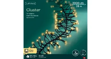 Lumineo led cluster 28m-3000l zwart/soft gold
