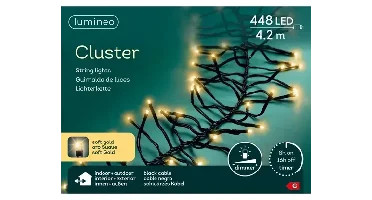 Lumineo led cluster 4.2m-448l zwart/soft gold