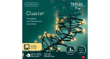 Lumineo led cluster 7m-768l zwart/soft gold