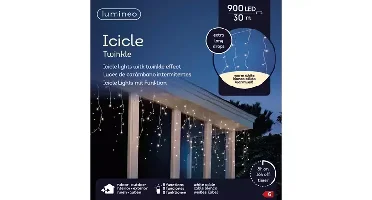 Lumineo led icicle xl twinkle 30m 900led wit