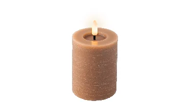 Lumineo LED kaars Licht Bruin/warm wit 7x11.2cm