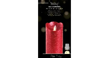 Lumineo led kaars waving Kerstrood/warm wit 3st