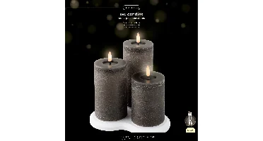 Lumineo LED Kaarsen Oplaadbare Grijs/Warm wit 3st