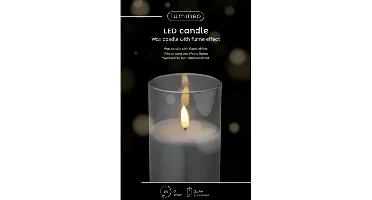Lumineo ledkaars in glas 12.5cm rookgrijs