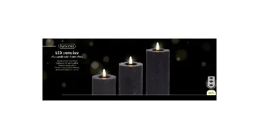 Lumineo ledkaars met afstandsbediening set van 3 grijs