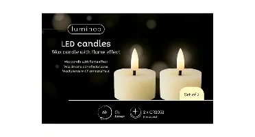 Lumineo ledtheelicht d4h5cm 2st creme