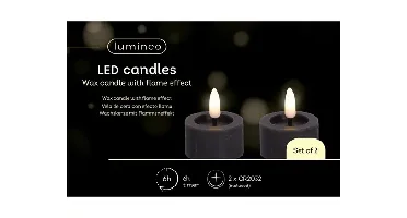 Lumineo ledtheelicht d4h5cm 2st grijs