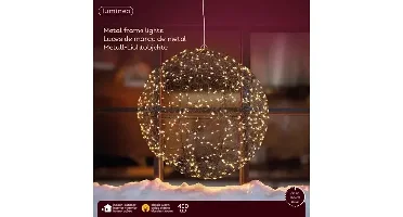 Lumineo micro led bal frame d28cm-400l zwart/klassiek warm