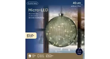 Lumineo microled bal 20cm groen/warm wit