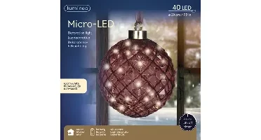 Lumineo microled bal 20cm maroon/warm wit