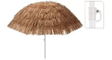 Raffia parasol dia 180cm bruin