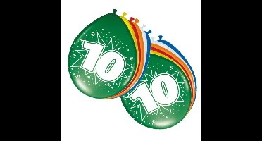10 jaar verjaardag leeftijd ballonnen - 32x stuks - mix kleuren - feestartikelen/versiering