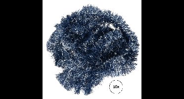 10x decoris kerstslinger-guirlande - donkerblauw - glanzend lametta - 270 cm