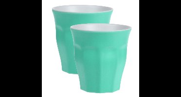 10x stuks onbreekbare kunststof/melamine groene drinkbeker 9 x 8.7 cm voor outdoor/camping