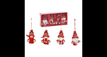 12x stuks kunststof kersthangers kerstpoppetjes/kerstmannetjes 8 cm kerstornamenten