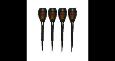 12x stuks Solar licht tuinfakkels/tuinlampen met vlam effect op zonne-energie 27 cm