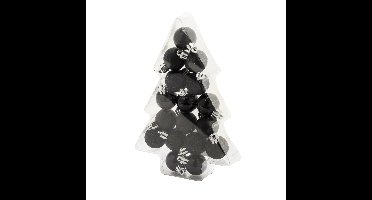 17x stuks kleine kunststof kerstballen zwart 3 cm mat/glans/glitter