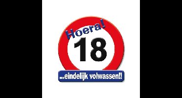 18 jaar verjaardag stopbord - Dia 50 cm - Leeftijd feestartikelen - verkeersbord - Karton