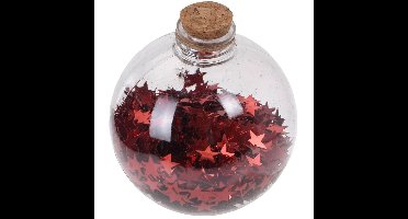 1x Fles kerstballen rode sterren 8 cm kunststof