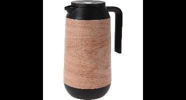 1x Koffie/thee thermoskan houtlook 1000 ml