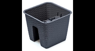 1x Kunststof Ratolla vierkante rotan balkon plantenpotten/bloempotten antraciet 8,5 liter