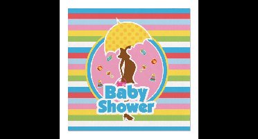 20x Babyshower feest servetten gekleurd 25 x 25 cm papier