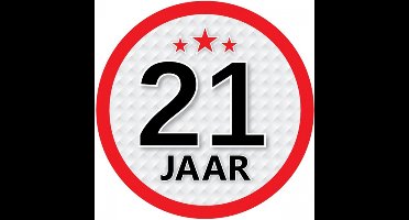 21 jaar leeftijd sticker - rond - Dia 15 cm - 21 jaar verjaardag - jubileum - leeftijd versiering