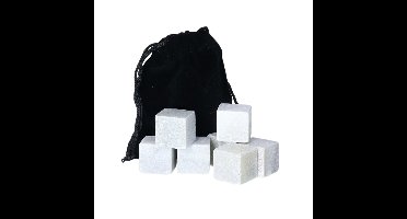 27x stuks klei whisky koelstenen met opbergzakje 2 x 2 x 2 cm.