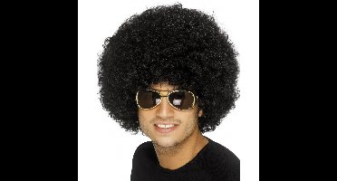 2x Carnaval verkleed Mega afro pruik - zwart - krullen - dames en heren - Seventies