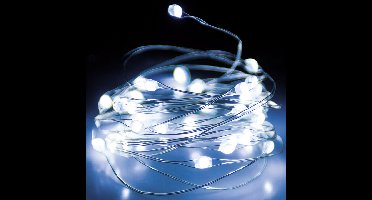 2x draadverlichting - zilver- 66 led lampjes - helder wit - batterij - 100 cm
