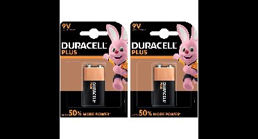 2x Duracell V9 Plus batterijen alkaline LR61 9 V