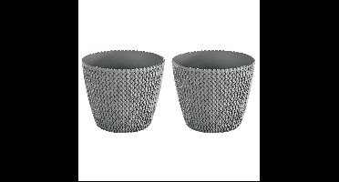2x Kunststof Splofy bloempotten/plantenpotten lichtgrijs 40 cm