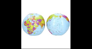 2x Opblaasbare strandballen wereldbol 27 cm