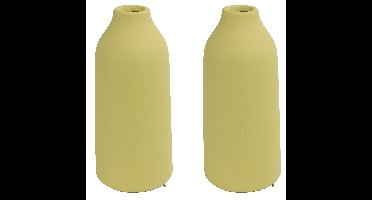 2x stuks bloemenvaas - geel terracotta - D11 x H23 cm - smalle opening