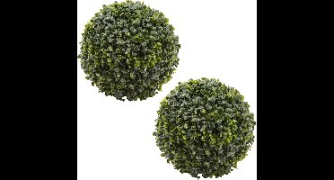 2x stuks buxus bol kunstplanten - D36 cm - groen - kunststof