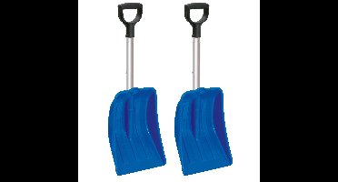 2x stuks compacte sneeuwscheppen / sneeuwschuivers blauw uitschuifbare steel 69 - 83 cm