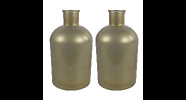 2x Stuks Countryfield Vaas - mat goud - glas - Apotheker fles vorm - D17 x H31 cm