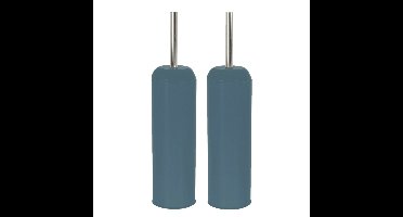 2x stuks Excellent Houseware - Toiletborstel met houder - rond - navy