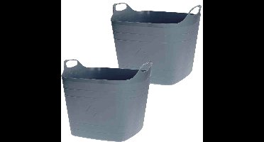2x Stuks Flexibele kuip emmers/wasmanden - grijs - 40 liter - vierkant - kunststof